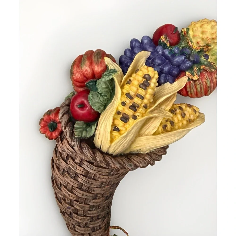 Cornucopia All Weather Wreath In & Out Door Wall Hanging Autumn Floral Fruit Veg